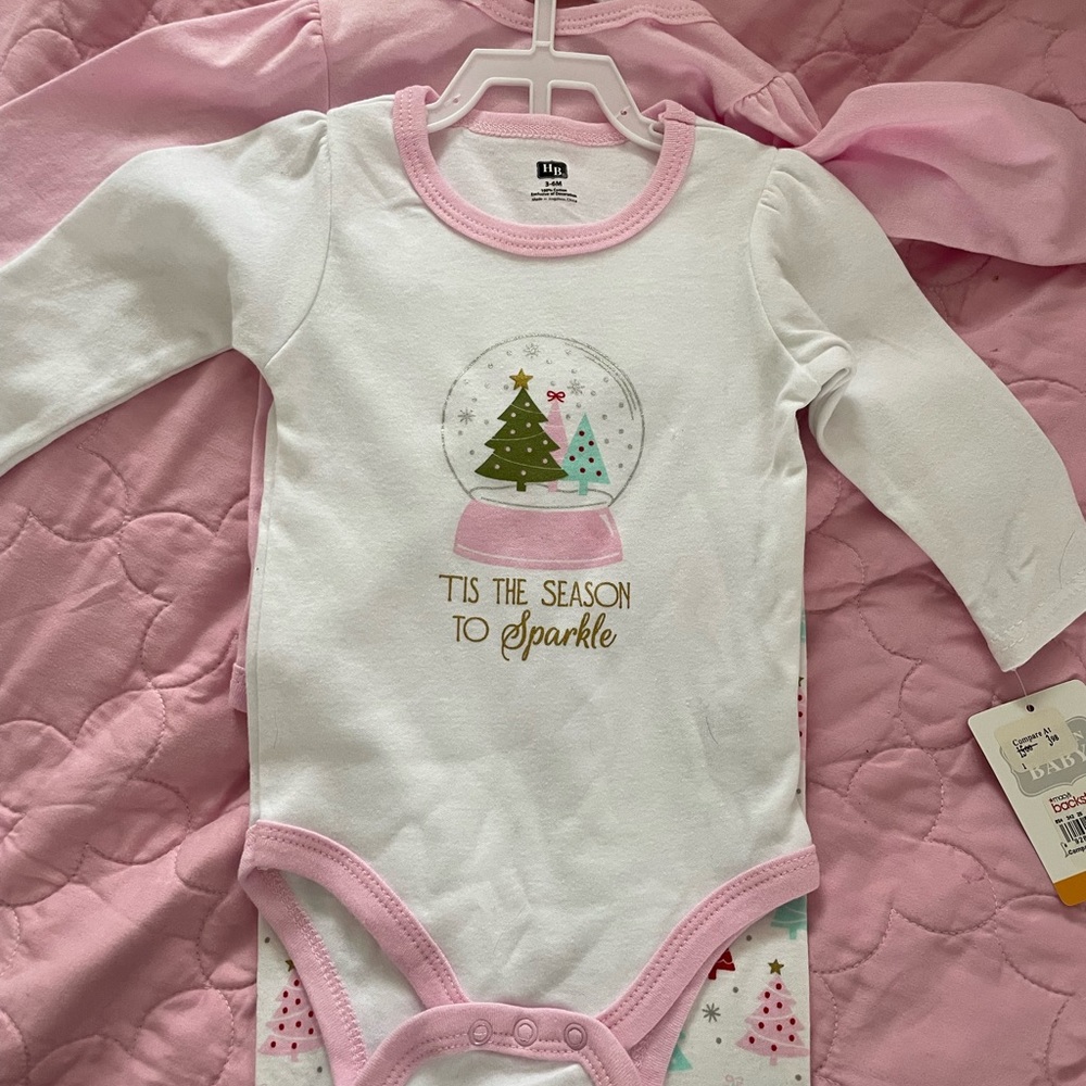 NWT! Pink and white matching set! 2 onesies and 1 pair of pants!